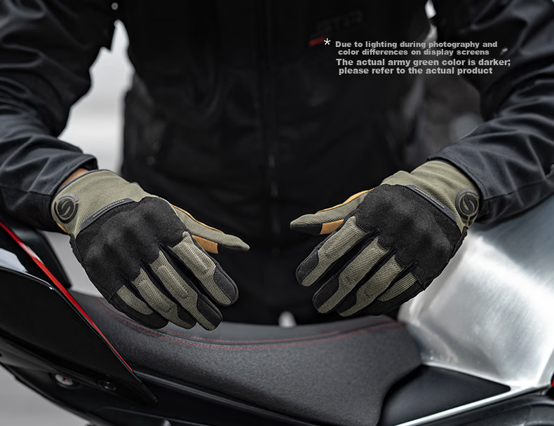 STAR FIELD KNIGHT Motorcycle Riding Gloves Unisex Spring Summer Breathable Retro Thin SKG577 Beige Size M 15