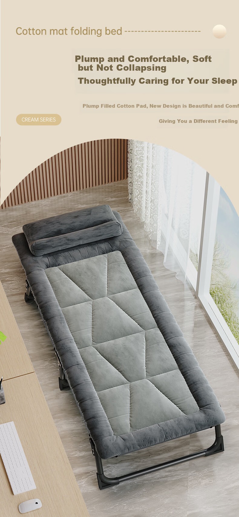 JEEP Office Folding Bed Nap Essential Single Recliner Simple Portable Hospital Care Military Nap Bed 3