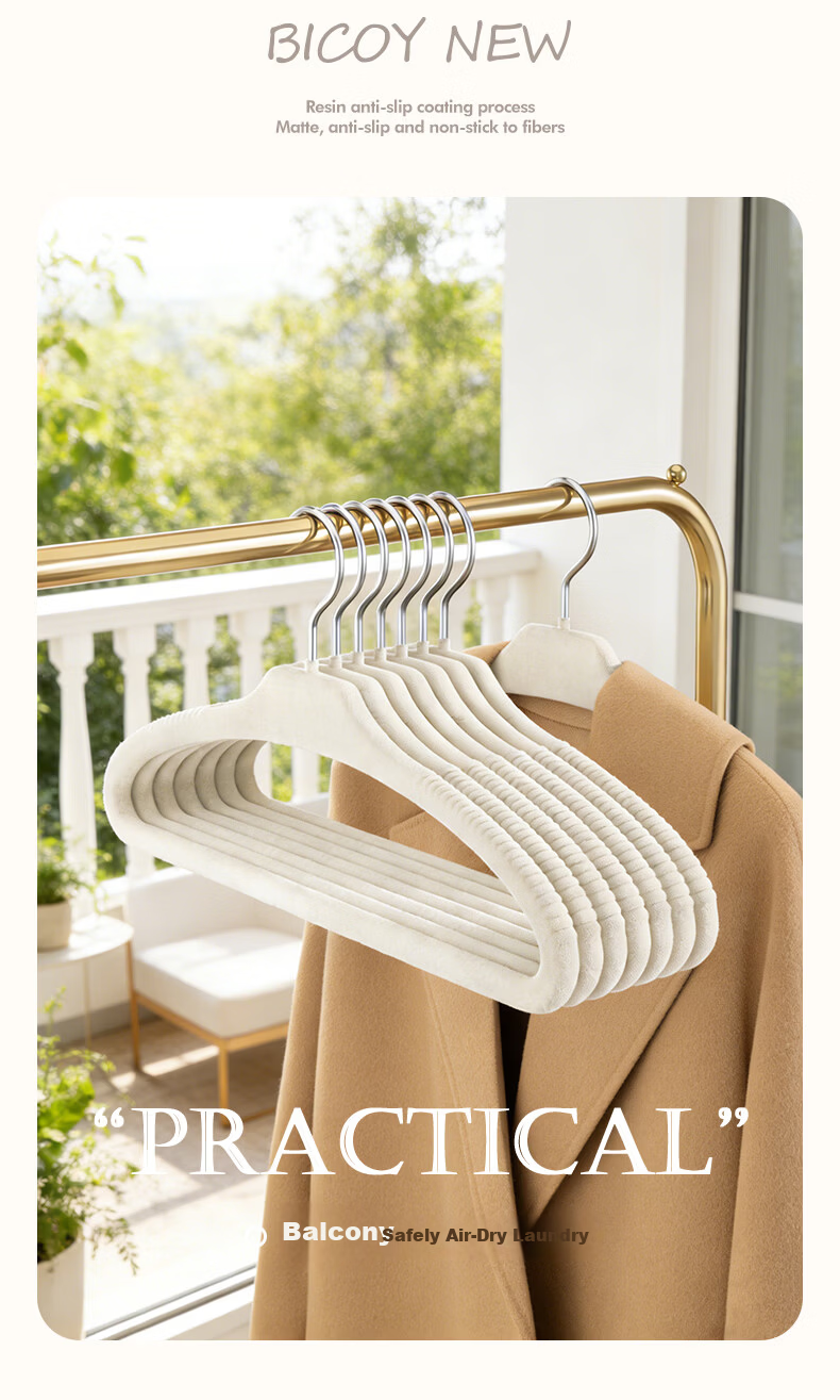 Baicaoyuan Flocked Non-Slip Hangers, Thickened Large Shoulder Protecting Clothes Hangers for Home Wardrobe, 10-Pack 14