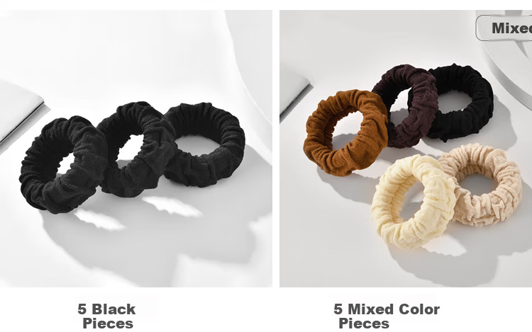 Yefili 10-Pack Thickened Scrunchie Hair Ties High Elasticity Ponytail Bun Hair Bands Black 5