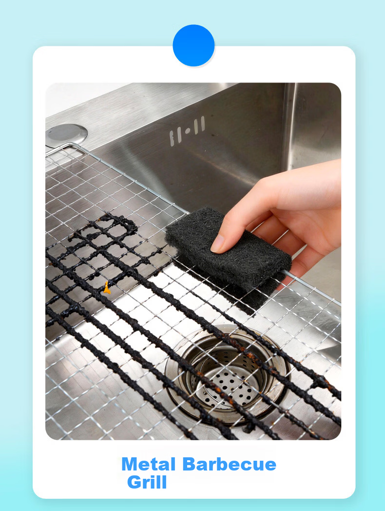Miaojie Charcoal Clean Scouring Pads 8pcs - Stainless Steel Sink and Cookware Degreaser and Cleaner 13