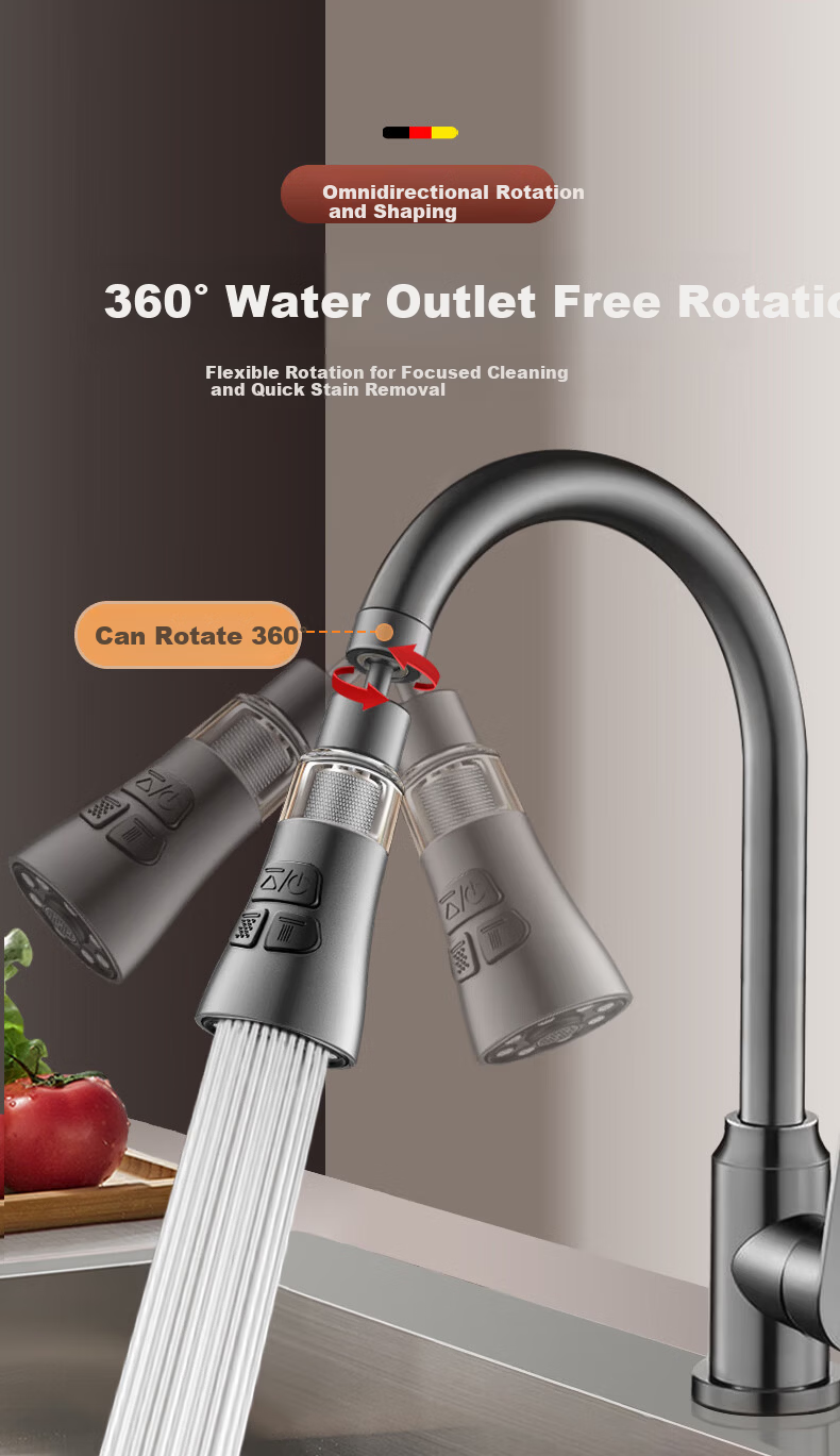 HOMK German Kitchen Faucet Extender Filter Splash-proof Universal Sink Connector Aerator 8