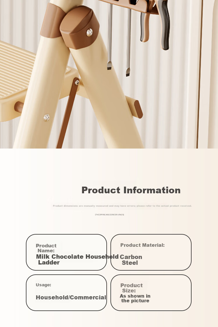 YuanNai Household Folding Telescopic Thickened Multi-Functional A-Frame Ladder Portable Indoor Staircase - White 4 Steps 12