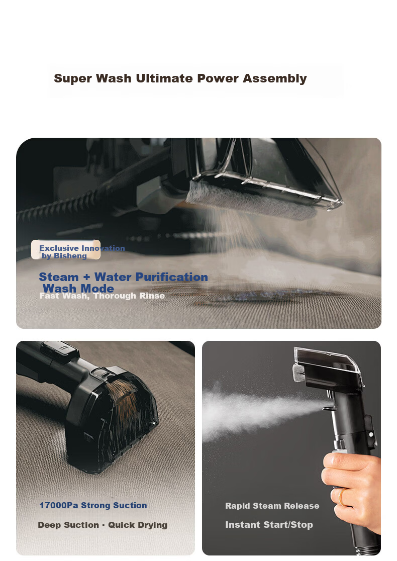 BISSELL Steam Cleaning Kit High-Temperature Steam Cleaner Mite Removal Sterilization All-in-One Washer High-Pressure Air Conditioner Cleaner Sofa Carpet Cleaner Household Mop Tool 5
