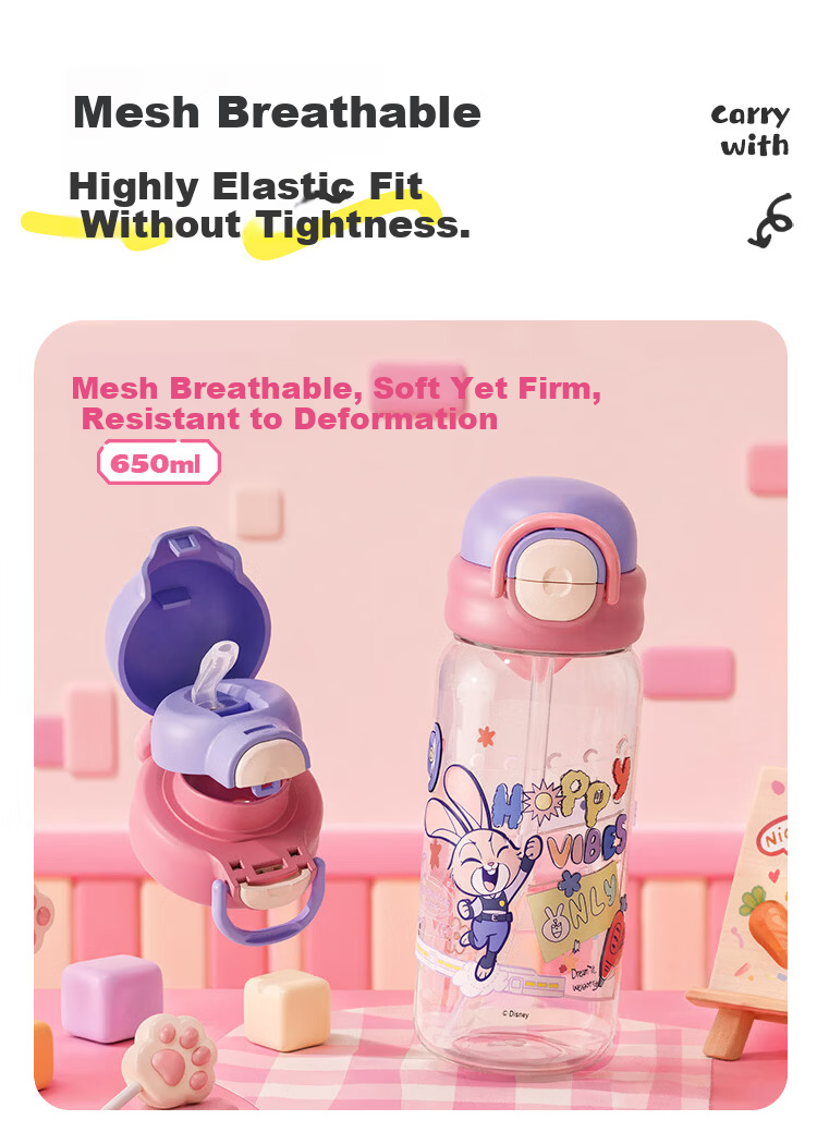Disney Kids Plastic Water Bottle High Temperature Resistant PPSU Straw Cup Student School Water Bottle Drop Resistant Direct Drinking Cup Birthday Gift 8