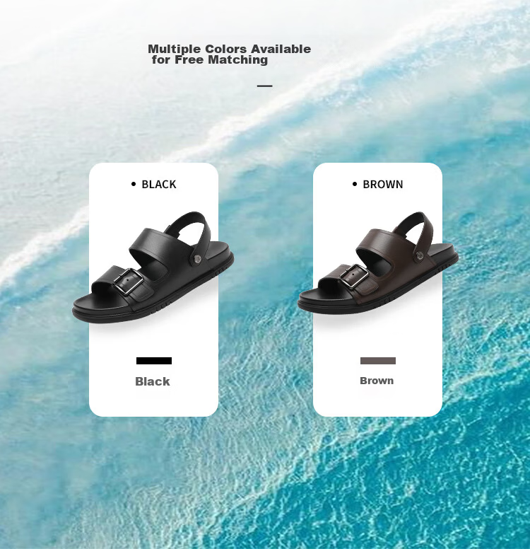 Goldlion Summer New Men's Casual Beach Shoes, Two-Way Wear Trendy Outdoor Sandals G542620032CCF, Brown, Size 38 9
