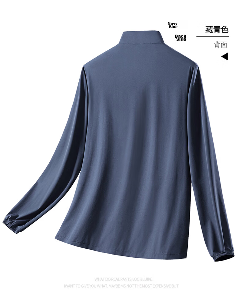ROMON Sun Protection Jacket for Men, Summer Casual Lightweight UV Stand Collar Ice Silk Quick-Dry Jacket, Navy Blue, 6XL 14