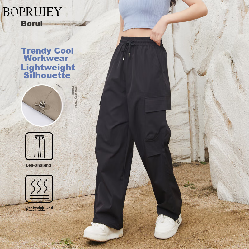 Borui Women's Work Pants 2026 Summer Outdoor Sports Tactical Straight-Leg Jogger Couple Paratrooper Casual Pants