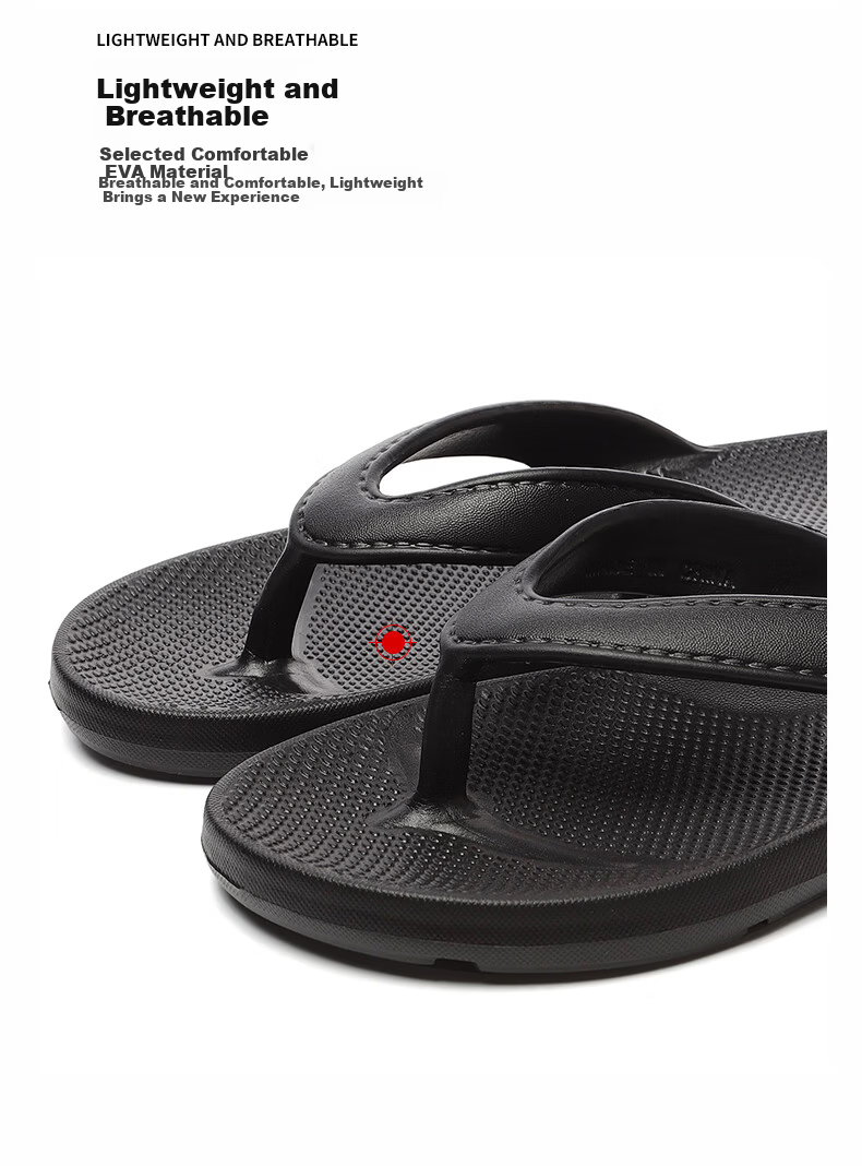 CARTELO Men's Summer Breathable Flip Flops New Toe Post Sandals Outdoor Beach Slippers JF09 Black Size 38-39 3