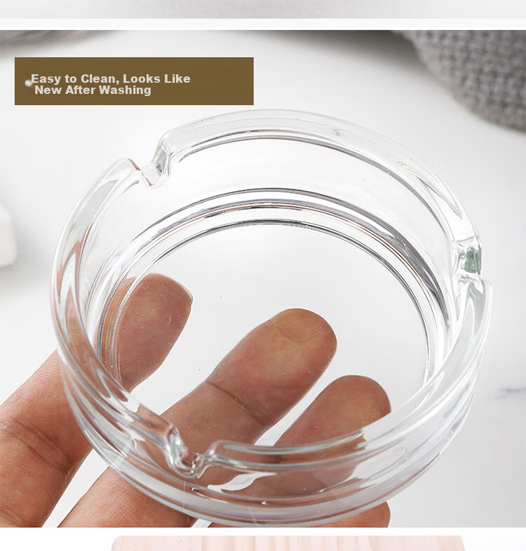 Gongxun Glass Ashtray Anti-Fly Ash Simple Home Hotel Office Coffee Table Decoration Round 10cm 2