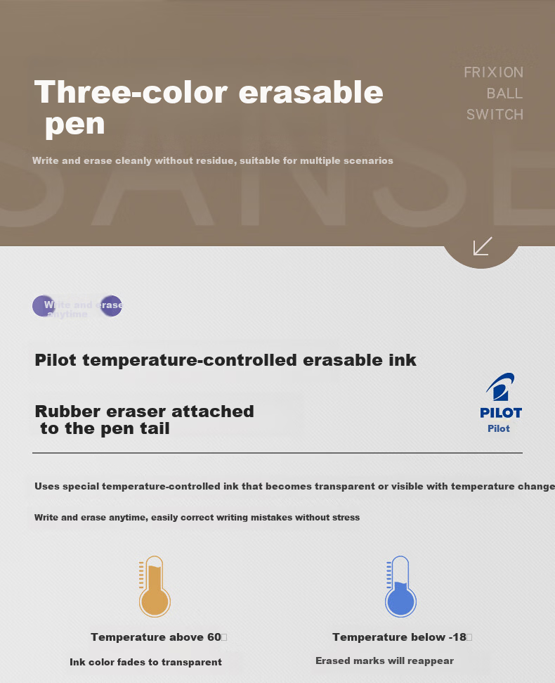 PILOT FRIXION BALL SWITCH Multi-Function Erasable Pen 3-Color 0.5 + Ballpoint Pen 0.7 LB31FBS-2-OL Olive Green 5