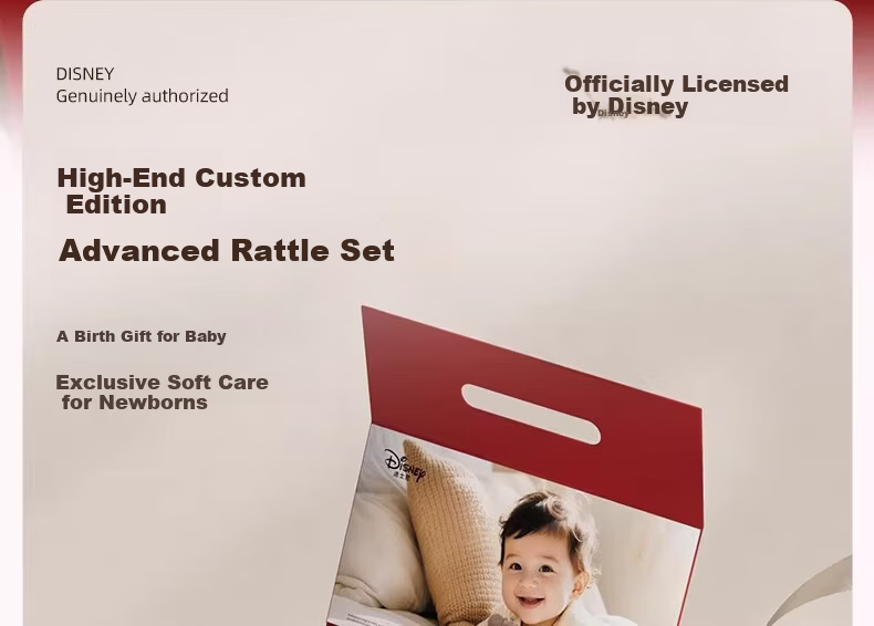 Disney Newborn Welcome Gift Box Baby Rattle Toy Soothing 0-12 Months Infant Month Celebration Children's Day Gift 3