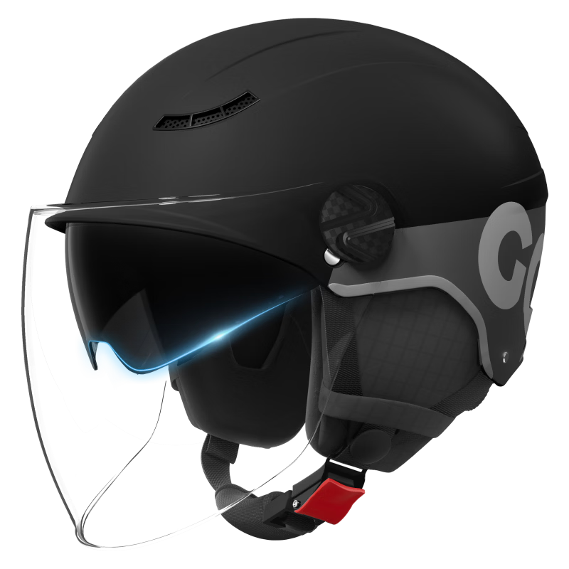 Feige Suprek Electric Bicycle Helmet 3C Certified Electric Scooter Half Helmet for Men and Women Motorcycle Summer Ultra-Light Sunscreen Breathable Safety Helmet 528 Super Matte Black Dual Lens [High-