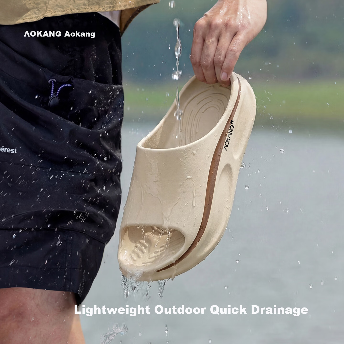Aokang Men's Summer Sport Outdoor EVA Non-Slip Soft Sole Beach Camping Commuting Slippers