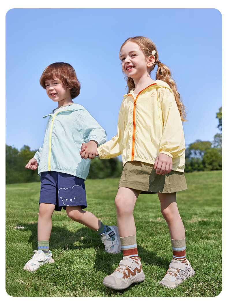 JELLYBABY Sun Protection Outdoor Windproof Pure Cotton Hooded Jacket 2026 New Summer Unisex Kids Sun Protection Coat Versatile for Middle Childhood 29