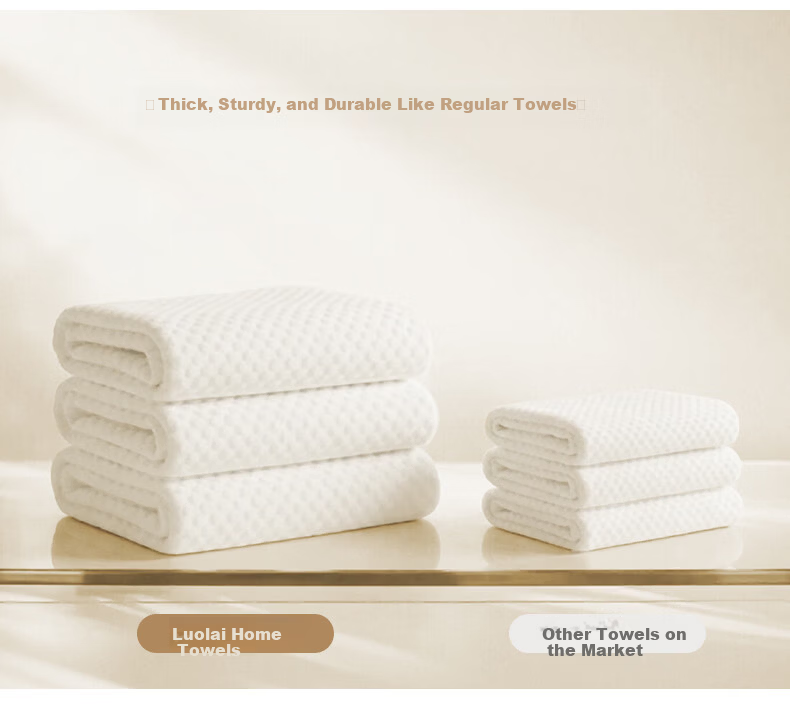 Luolai Home Disposable Thick Large Pearl Pattern Bath Towels Travel Portable Hotel Cotton Soft Towels 5-Pack 4