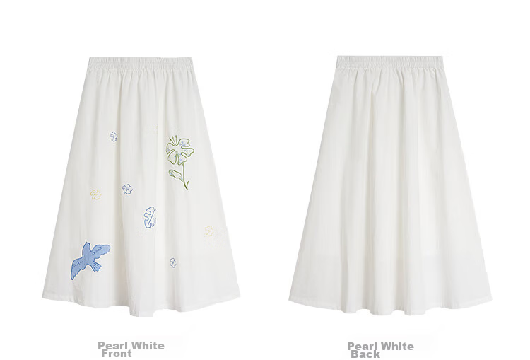 INMAN [Li Landi Same Style] 100% Cotton Heavy Embroidery A-Line Skirt Summer 2026 Women's New Pearl White L 20