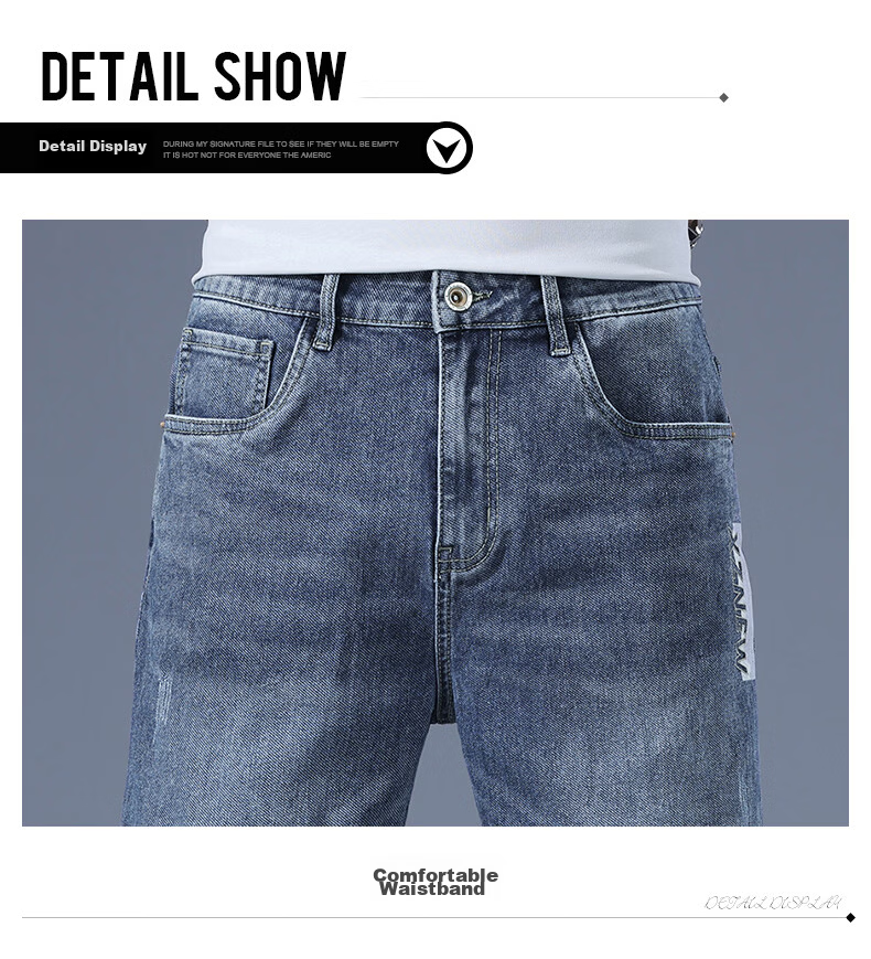 PLAYBOY Men's Denim Shorts 2026 Spring Summer New Elastic Ice Silk Loose Casual Versatile Five-Point Mid-Length Pants 18