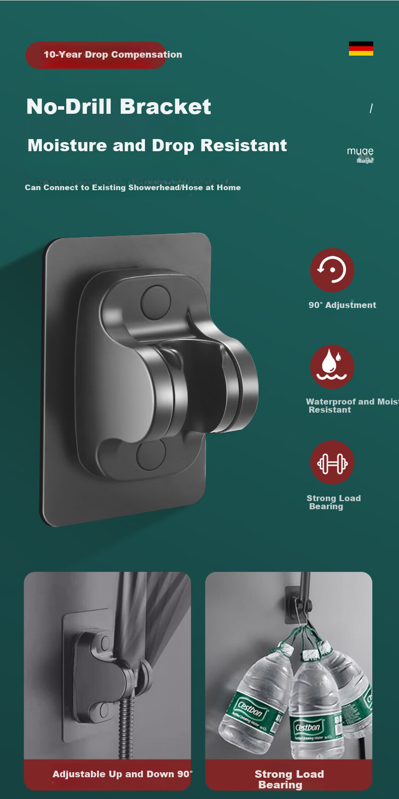 Baihan High-Pressure Shower Head Set with Powerful Water Flow, Filter, Multifunctional Handheld Bathroom Showerhead 12
