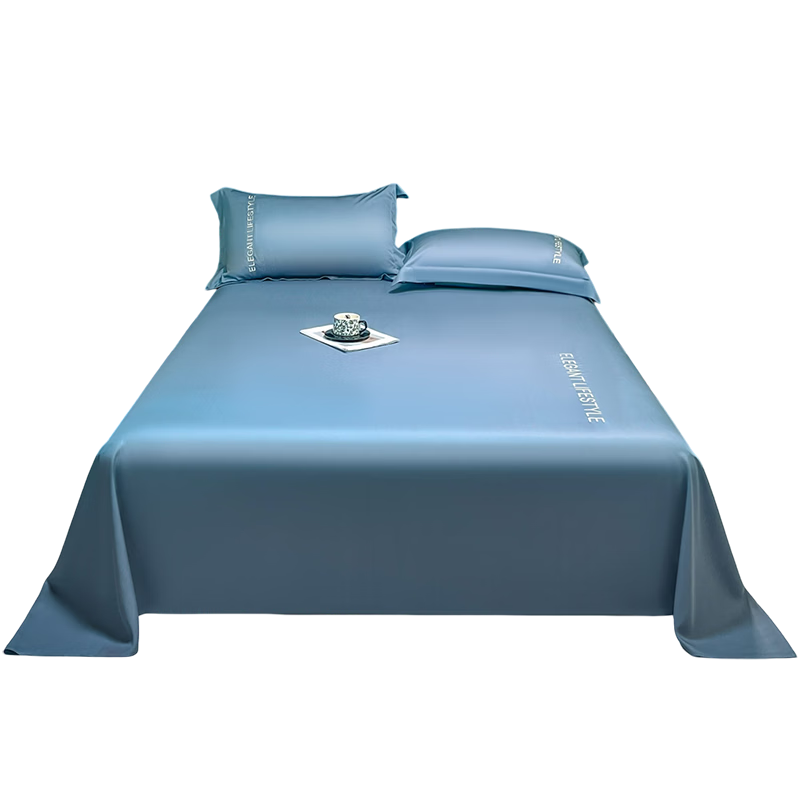 Aivilaisel Ice Silk Bed Sheet Single Piece Double Summer Ice Silk Quilt Cover 180*230cm Yimeng Blue