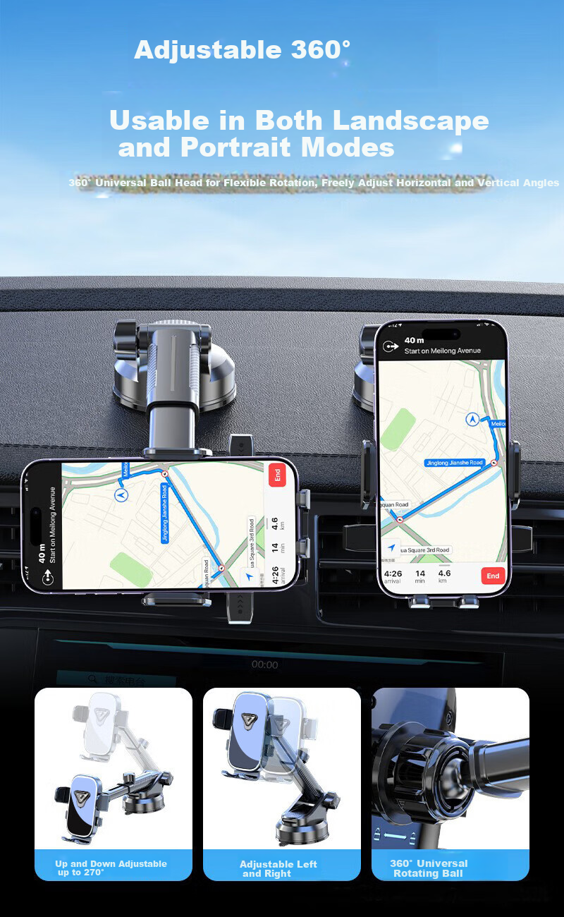 Xuanqin Xuanxiang Car Phone Holder Automotive Navigation Mount 2026 New Multifunctional 360-Degree Rotatable Suction Cup Type 4