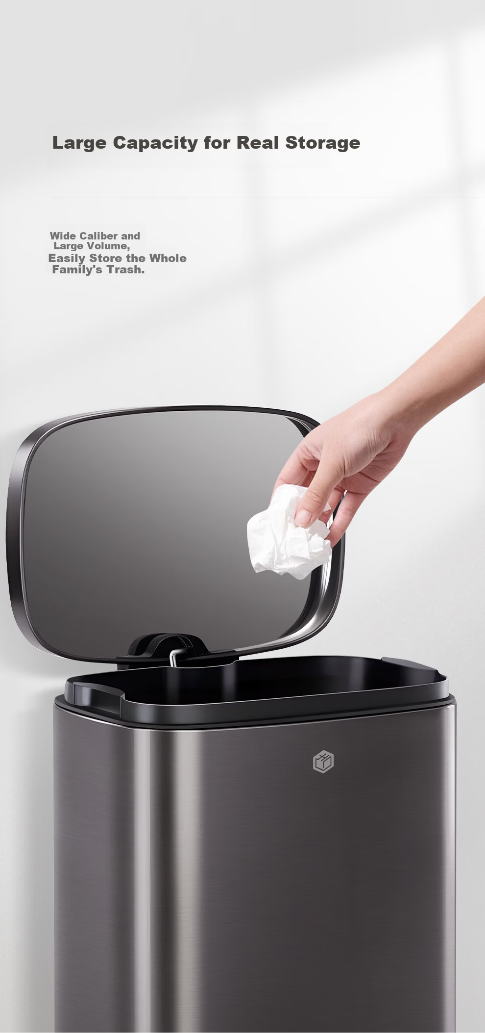 JD Jingzao Odor-Sealing Covered Foot-Pedal Stainless Steel Trash Can 20L Dual Inner and Outer Buckets Large Size for Living Room Kitchen Bathroom Home Use 8
