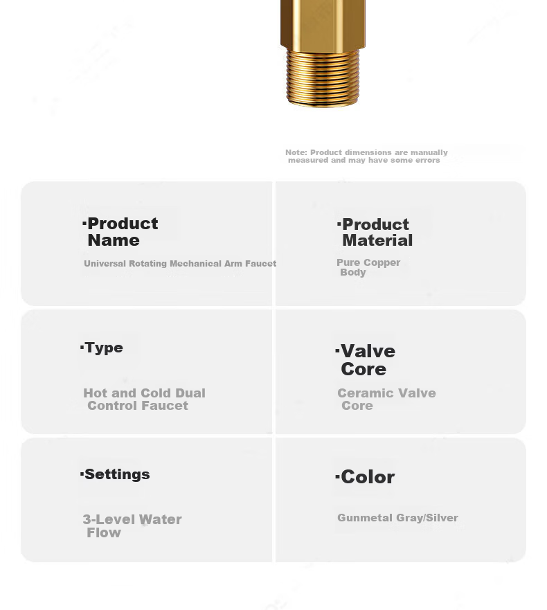 Baihan All-Copper Thickened Washbasin Faucet Bathroom Mechanical Arm Basin Universal Rotatable Hot and Cold Dual-Control Faucet 21