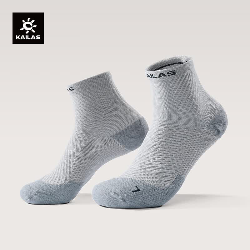 KAILAS Kailas Men's Low-Cut Sports Socks (2 Pairs) KH2602102 Light Frost Gray/Deep Black M