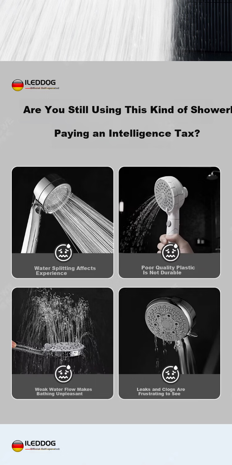 ILeddog [Germany] High-Pressure Shower Head Space Aluminum Handheld Bathroom Shower JS Handheld 4