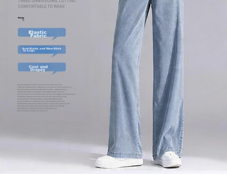 Langsha Women's Straight-Leg Jeans Summer Thin High-Waist Tencel Cool Pants 2026 New Retro Wide-Leg Petite 6