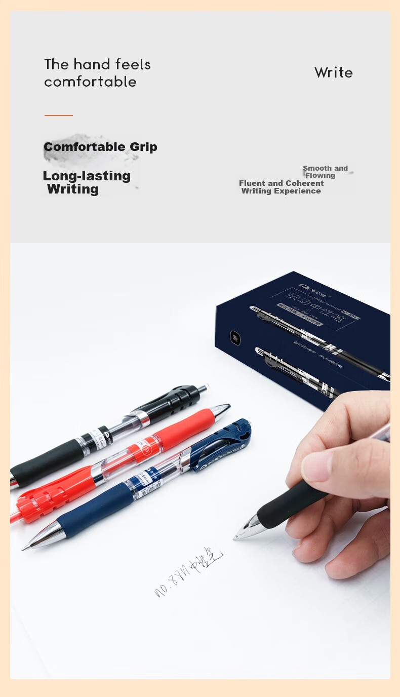 Kaoerde Brand Signature Pen 0.5mm Needle Tip Student Gel Pen Business Office Meeting Pen [8825] Black / 12pcs 3