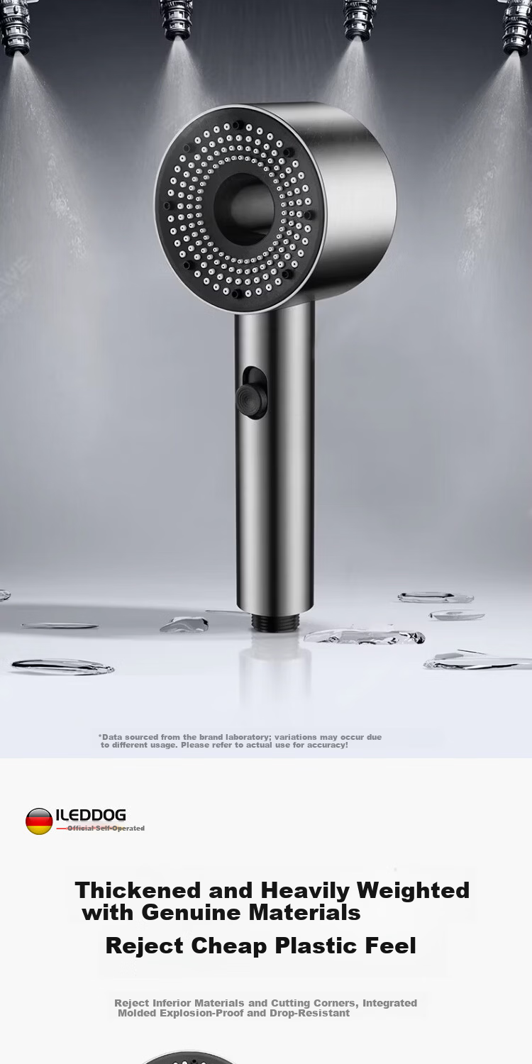 ILeddog [Germany] High-Pressure Shower Head Space Aluminum Handheld Bathroom Shower JS Handheld 14