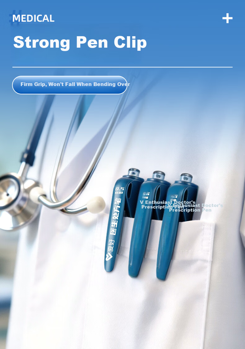 AIHAO Medical Prescription Retractable Gel Pen 0.5mm Bullet Tip Quick-Dry Nurse Doctor Signature Pen Blue Ink 6-Pack D8983 4