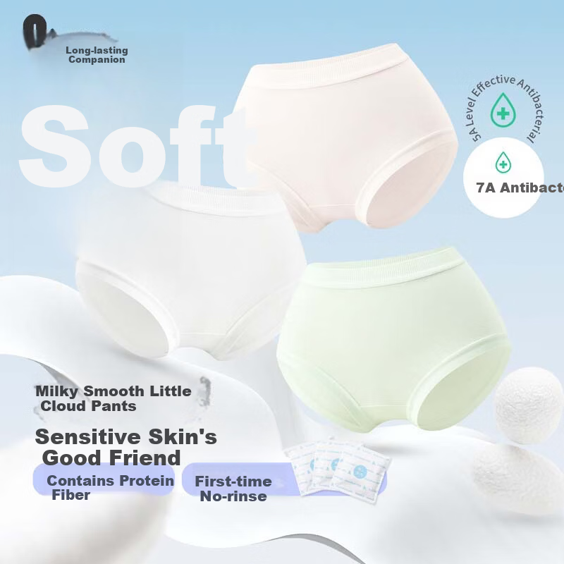 Jiusuiban First Wear No-Wash Children's Underwear Girls 7A Antibacterial Milk Cotton Briefs Large Kids Silk Crotch Travel Shorts