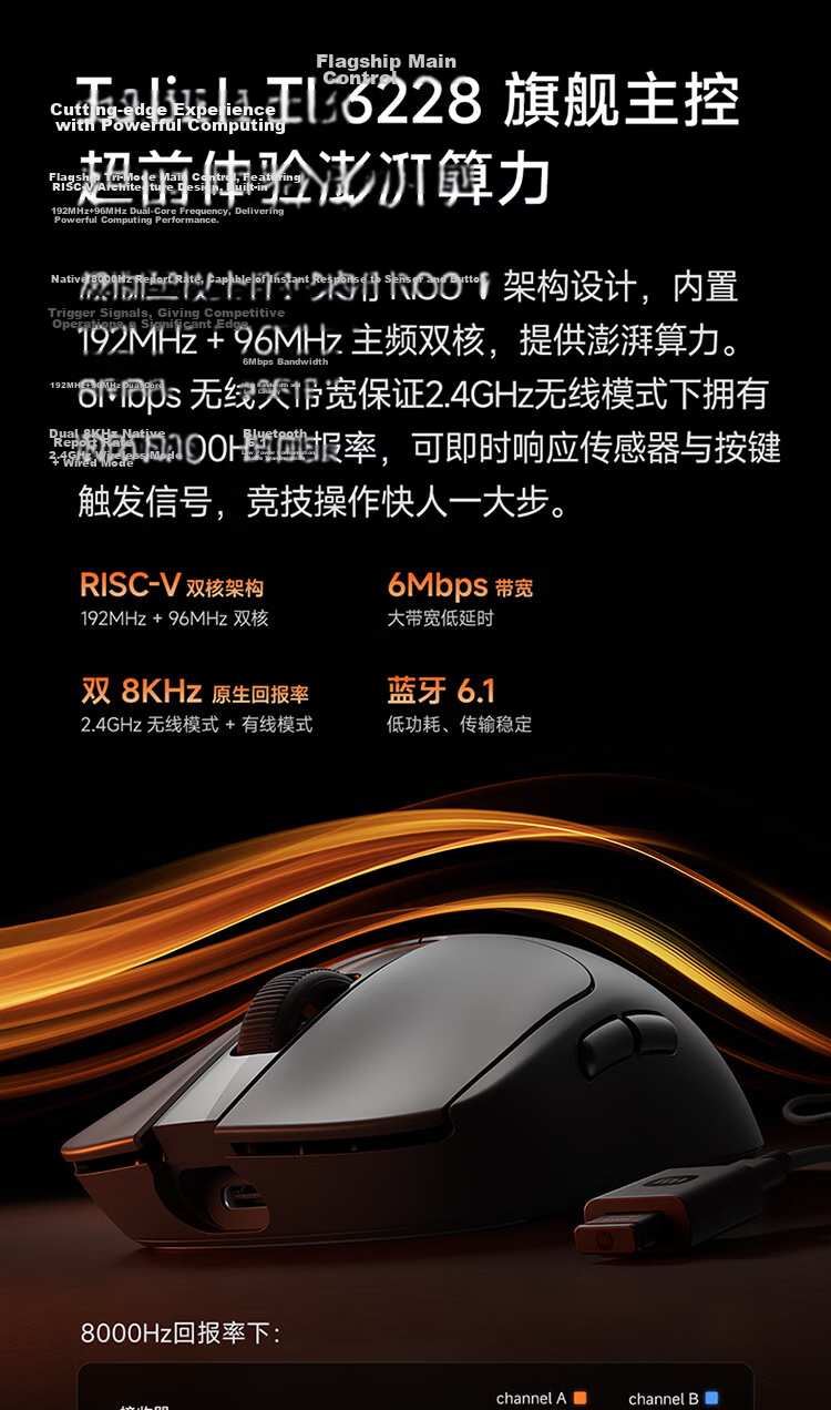 MI Mouse X1 Wireless Gaming Mouse, Dual-Mode (2.4GHz/Wired), Lightweight, 3395 Sensor, Dual 8K, 26000 DPI, for Valorant, CS2, VALORANT, LOL, Black Color 6