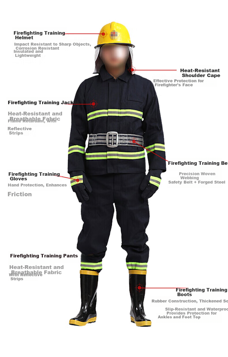 Minggu Firefighter Suit Complete Set Model 02 Firefighting Combat Training Uniform Six-Piece Protective Suit Micro Fire Station Size 43 7