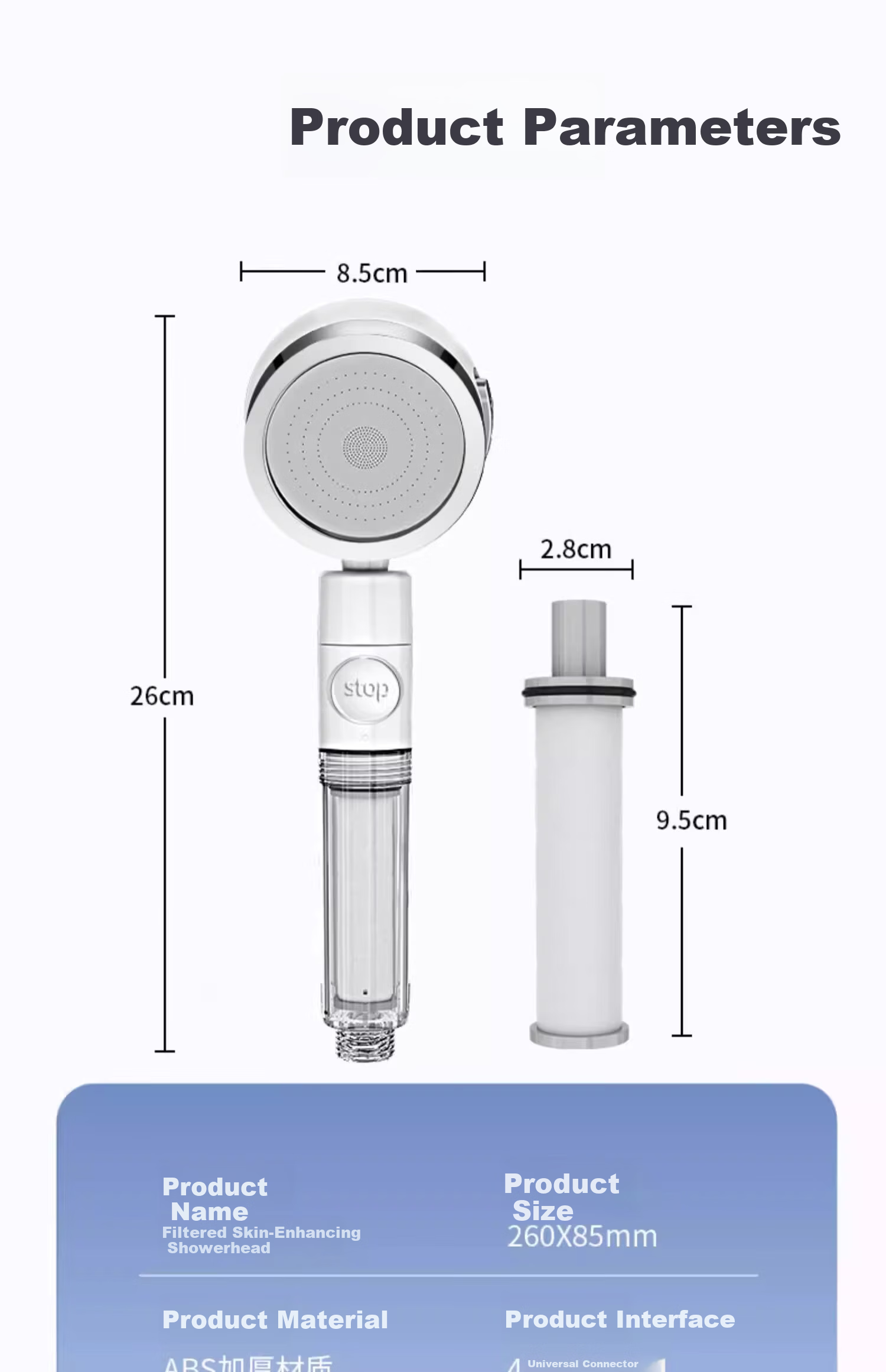 MUGE High-Pressure Filtered Shower Head with Chlorine Removal and Replaceable Filter Cartridge, Powerful Water Flow Handheld Showerhead 28