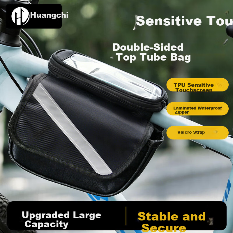 Huangchi Bicycle Frame Bag Front Tube Bag Mountain Road Bike Waterproof Phone Storage Cycling Gear Accessories