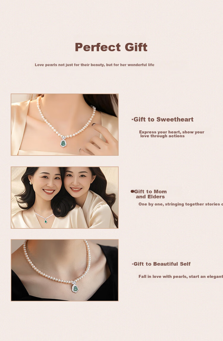 Elegant Freshwater Pearl Fortune Necklace with Jade Gourd Pendant Premium Jewelry Birthday Gift for Girlfriend Mom Elders 10