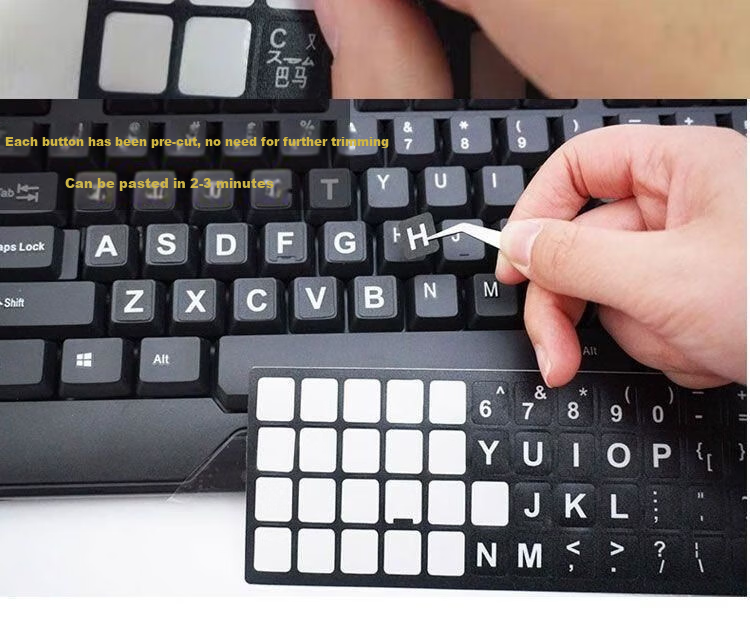 GOTOVAN Keyboard Sticker Keycap Letter Stickers Laptop Desktop Computer Protective Label Single English Repair Non-Fading Keycap Sticker 7