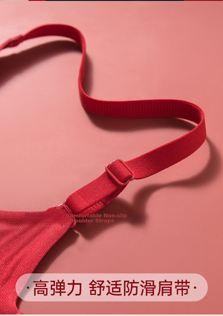 LangSha Red Year of the Horse Women's No-Wire Bra Set Lunar New Year Bridal Underwear Socks Gift Box 11