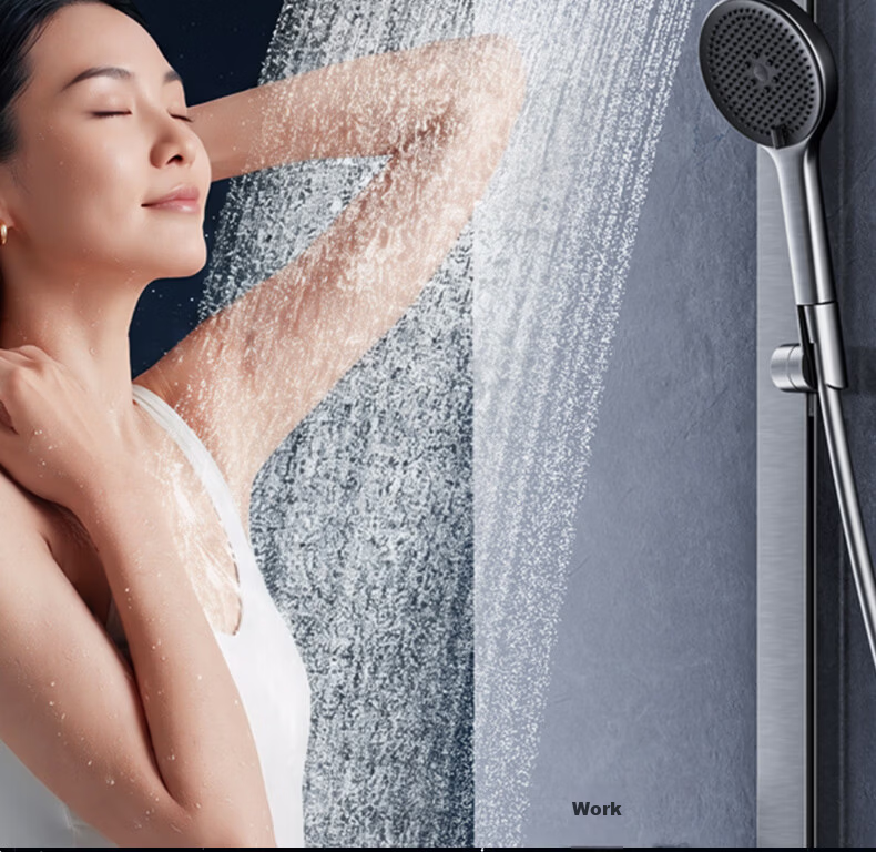 JOMOO Shower Faucet Set Piano Key Square Tube Curved Shower Head 36709-A66/HBS-1 23