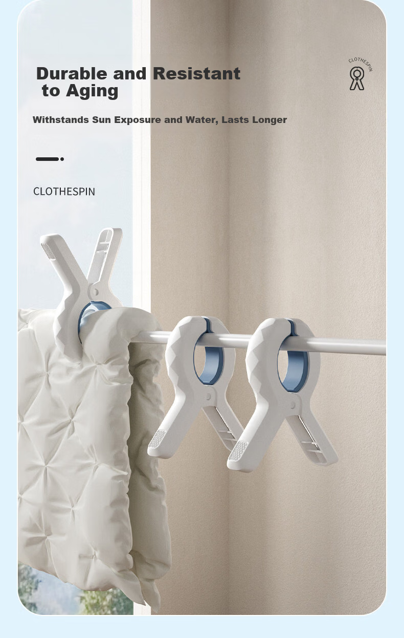 KATEI STORY Japanese Quilt Clip Strong Windproof Large Clothespins No Trace Clothes Drying Clips Quilt Fastening Tool 4