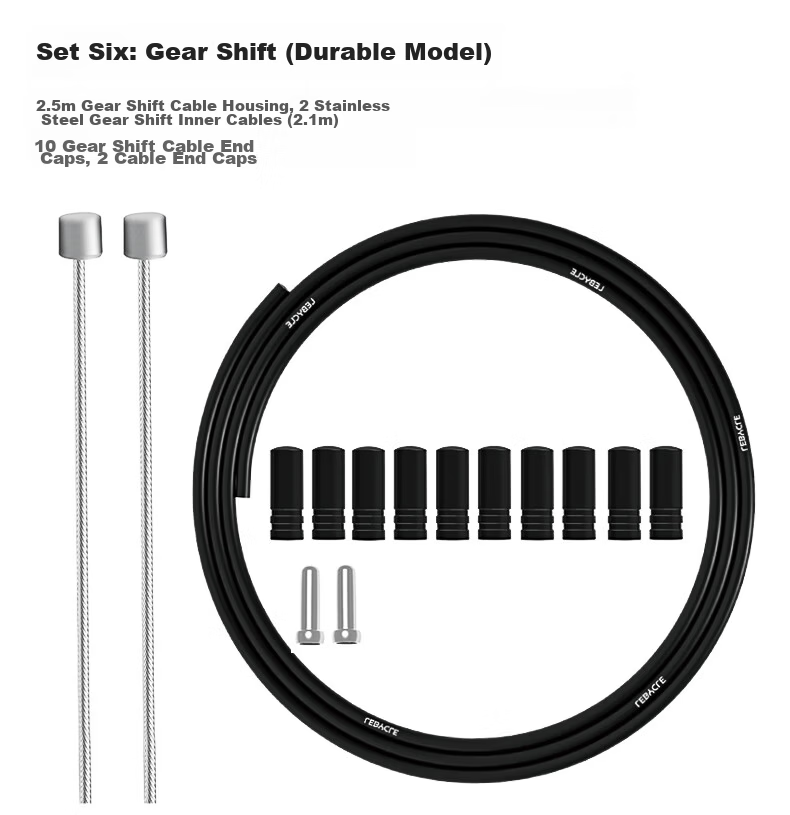 LEBYCLE Bicycle Stainless Steel Road Brake Cable Set with Oil Injection Cable Housing for C-Brake and Disc Brake Wire Caps 6