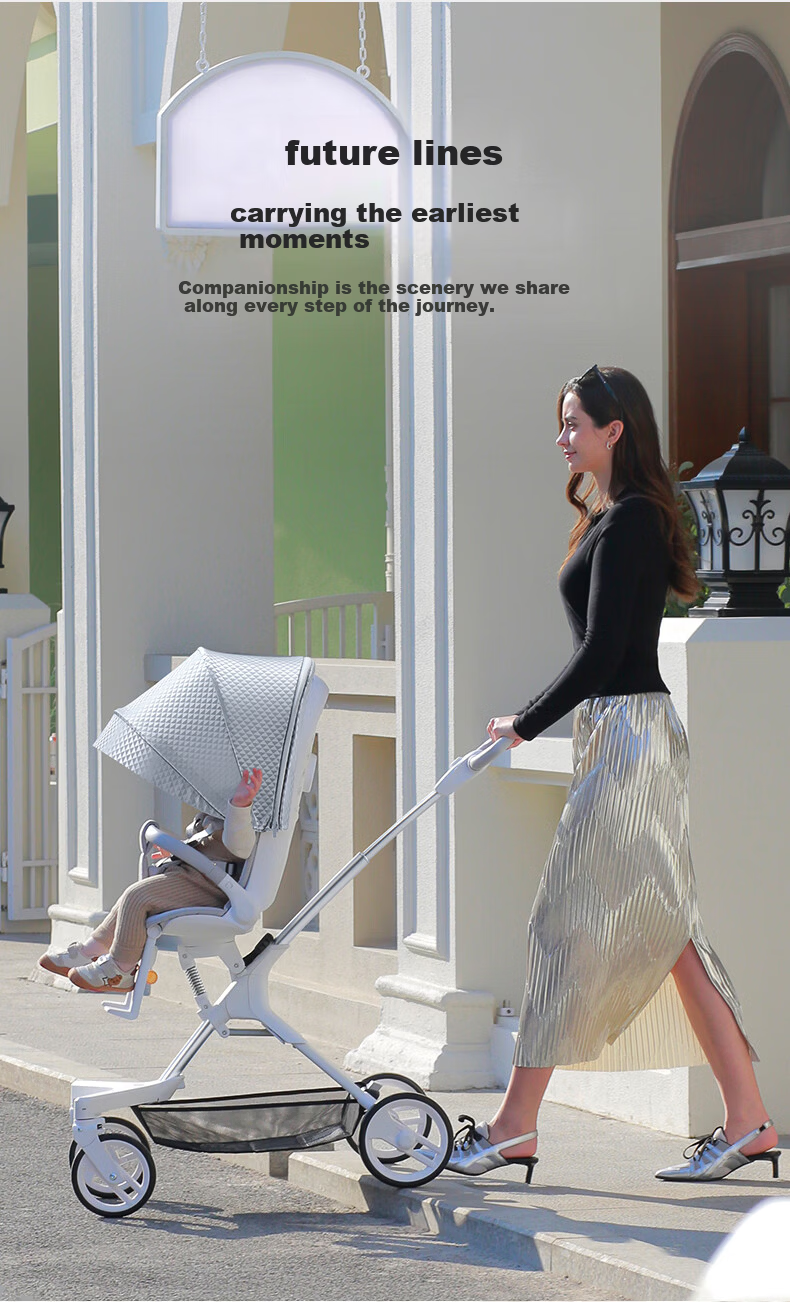 HBR Pro GPS Smart Ventilated Two-Way High-View Reclining Baby Stroller Urban Walk Cart 2