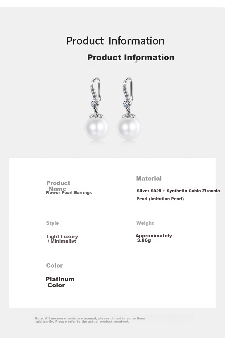 Lao Feng Xiang Premium Pearl Earrings for Women Silver Elegant Drop Earrings Jewelry Birthday Anniversary Gift for Girlfriend Wife 8