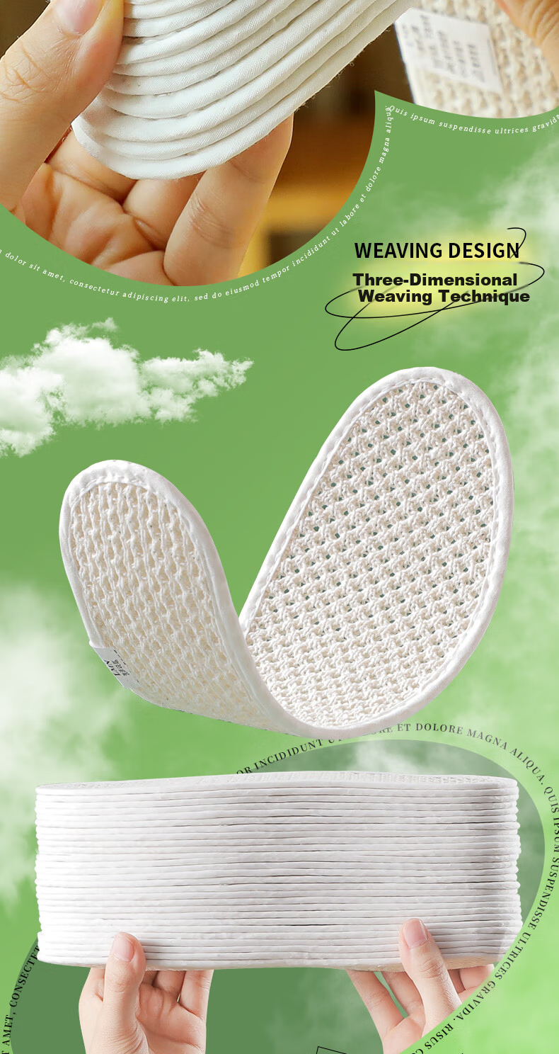 Nanjiren Cotton Linen Breathable Sweat-Absorbing Insoles for Men and Women, Comfortable, Odor-Resistant, Soft, Ultra-Thin Summer Running Insoles, Size 45 10