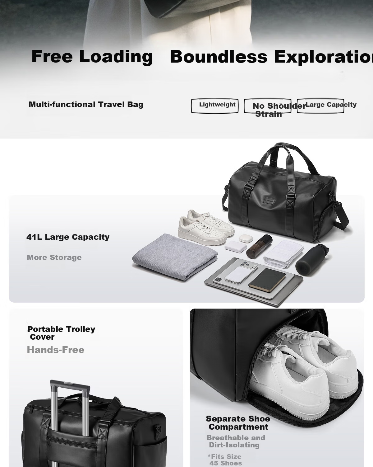 HLA Travel Bag Men Handheld Luggage Short Trip Business Laptop Bag Large Capacity Sports Fitness Bag Women Lightweight Travel Tote 1