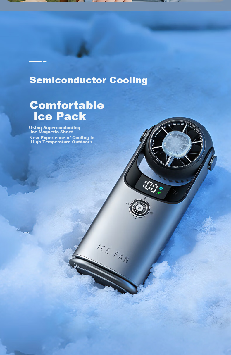 Mave Handheld Semiconductor Cooling Neck Fan Rotatable Turbo Portable Rechargeable Fan for Students and Outdoor Use 4