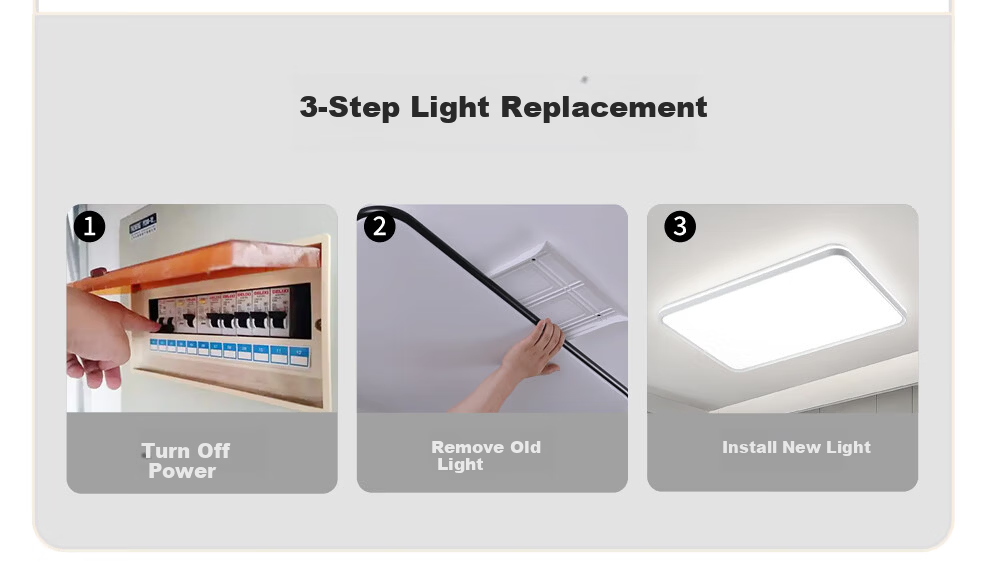 NVC LED Ceiling Light Ultra-thin Large Screen Full Spectrum Smart Quick-install Comfortable Square 48W for Living Room 8